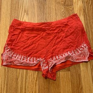Forever21 Women's Short Shorts Size L Coral Linen Blend Side  Zipper